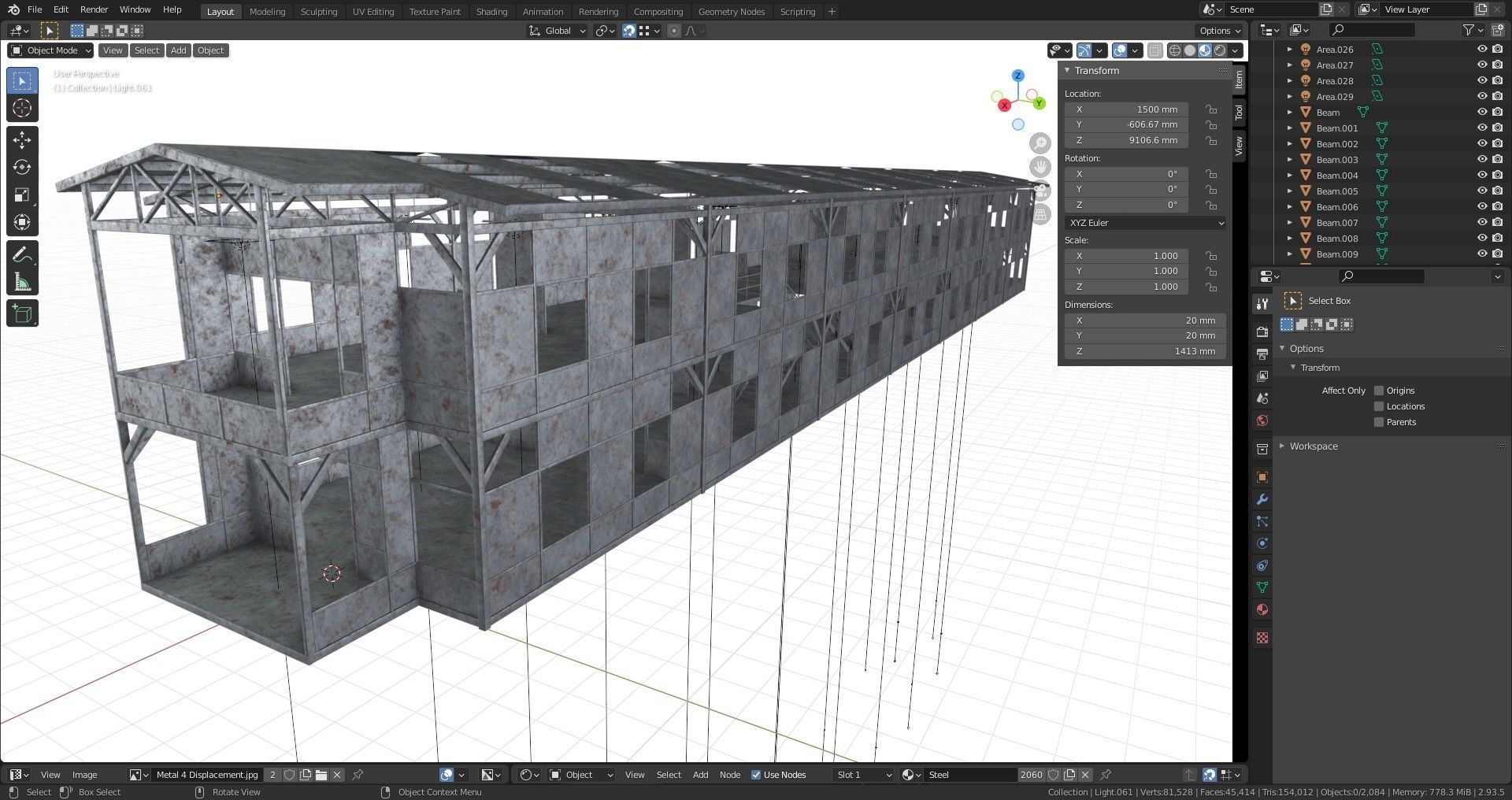 Rusty Metal Steel Construction Building Free 3D model_20