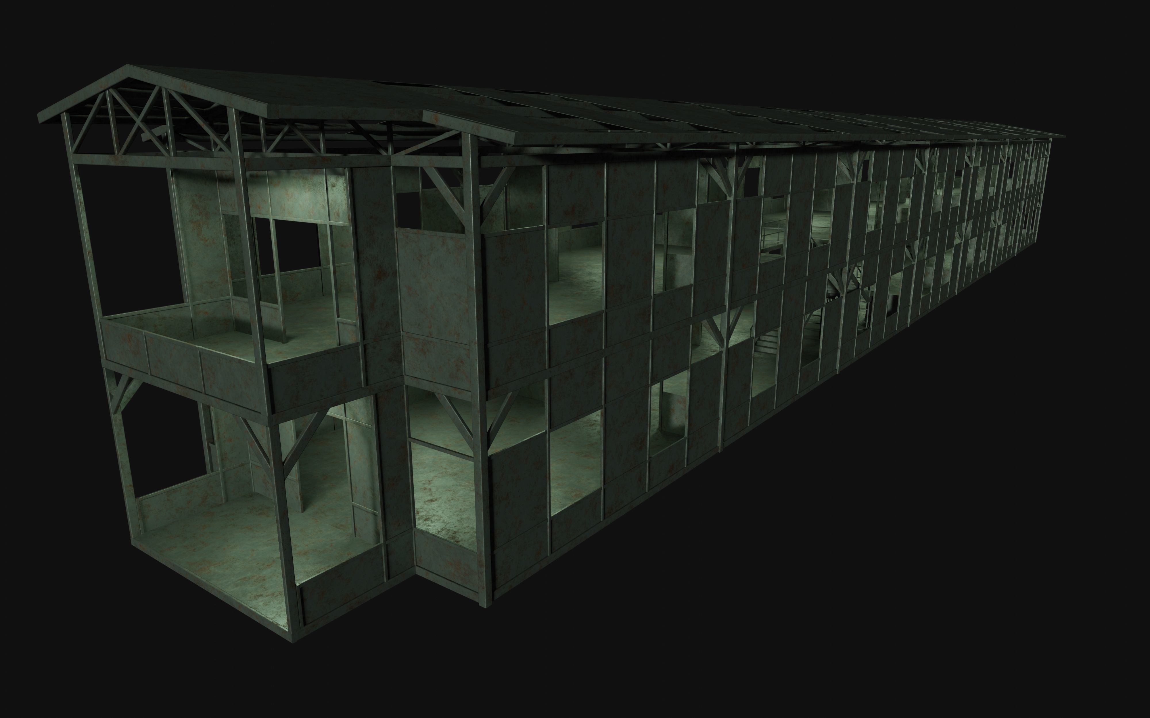 Rusty Metal Steel Construction Building Free 3D model_1
