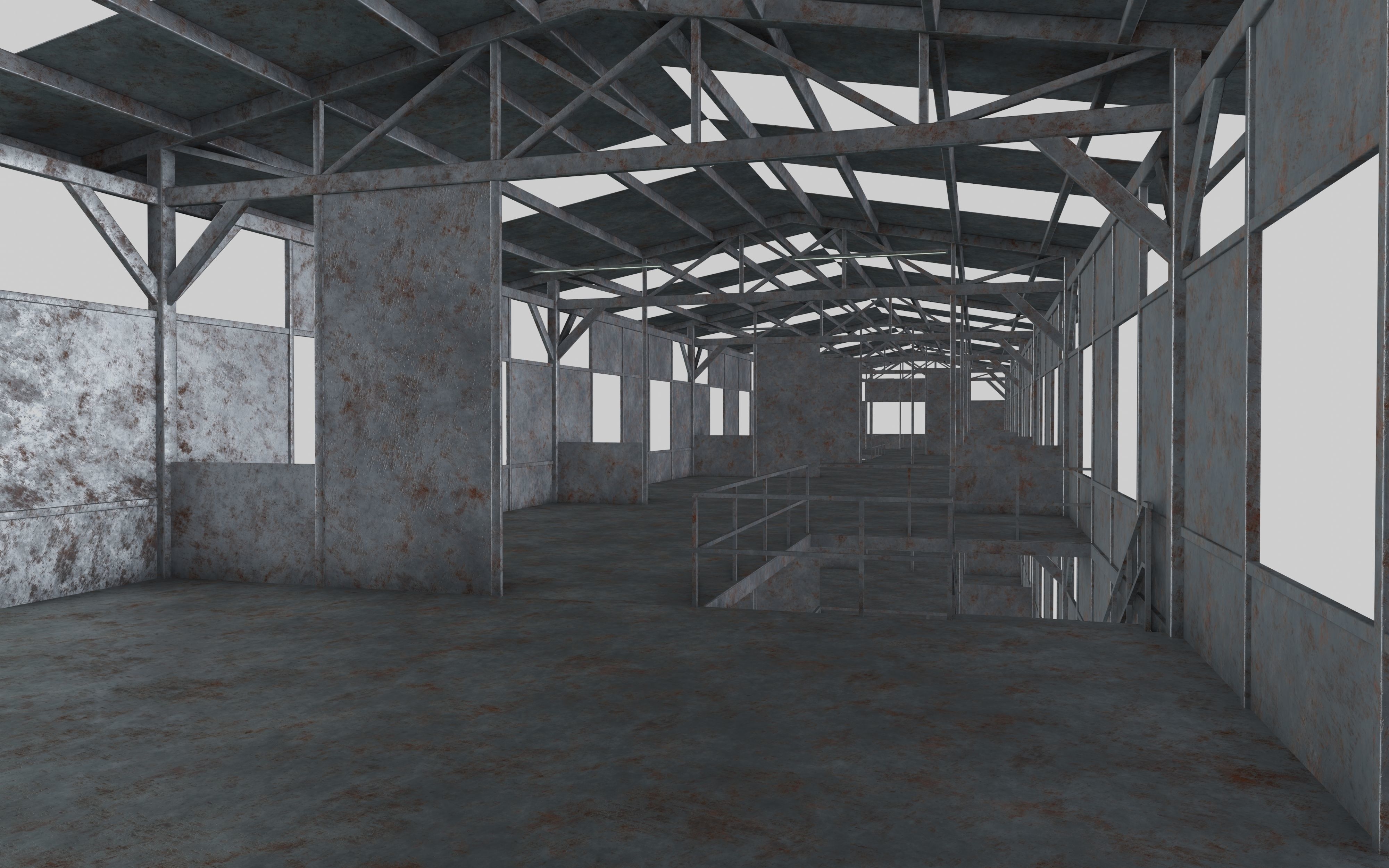 Rusty Metal Steel Construction Building Free 3D model_10