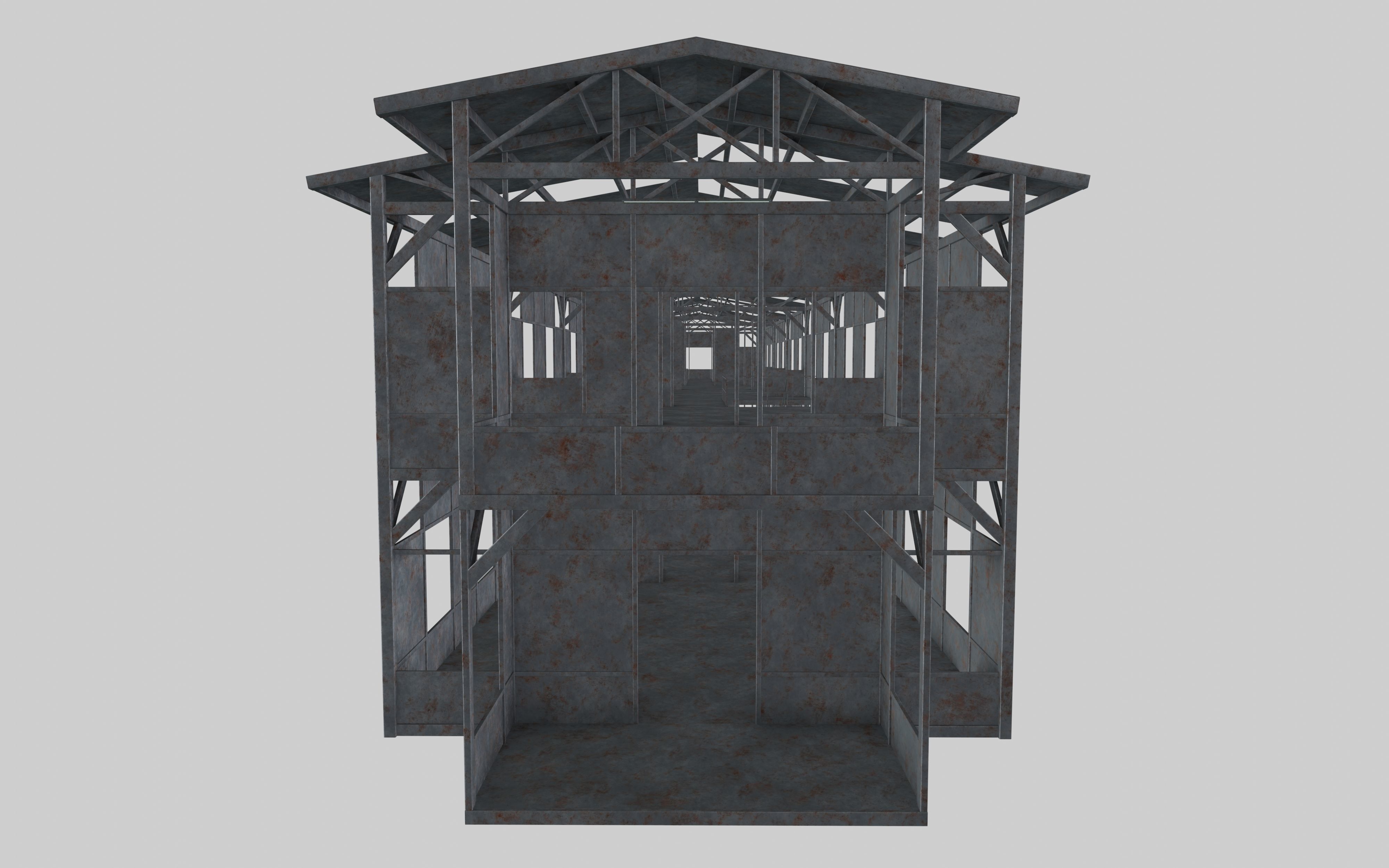 Rusty Metal Steel Construction Building Free 3D model_4