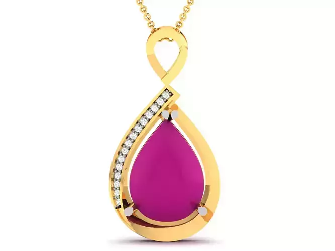 Solitaire Pear Diamond Pendant 3DM STL OBJ FBX Render Details 3D print model