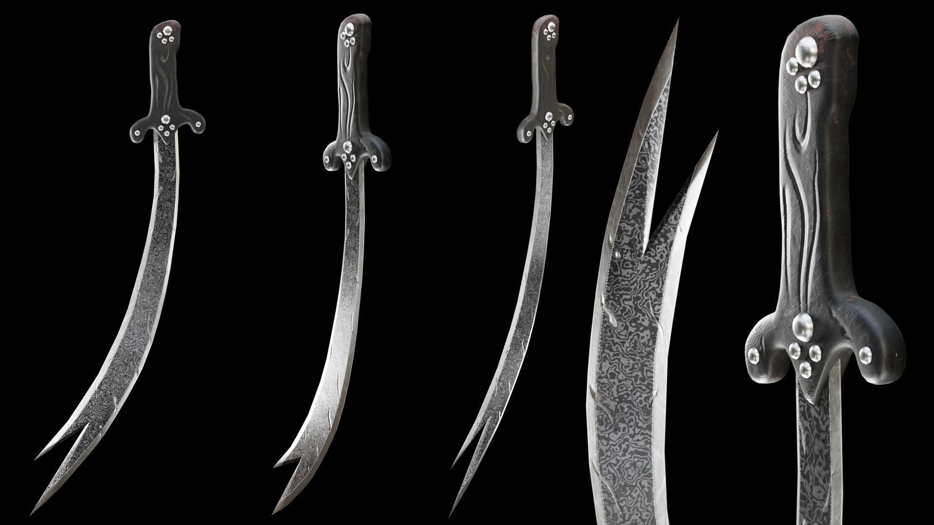 PBR Arabic Sword Pack Low-poly 3D model_8