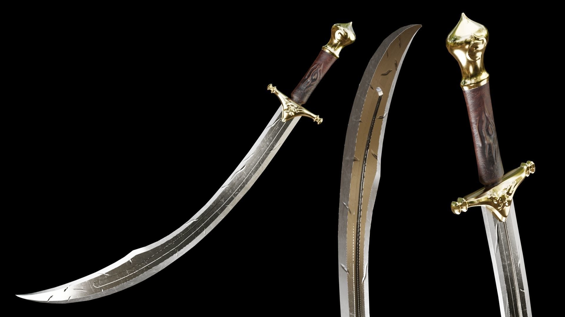 PBR Arabic Sword Pack Low-poly 3D model_22