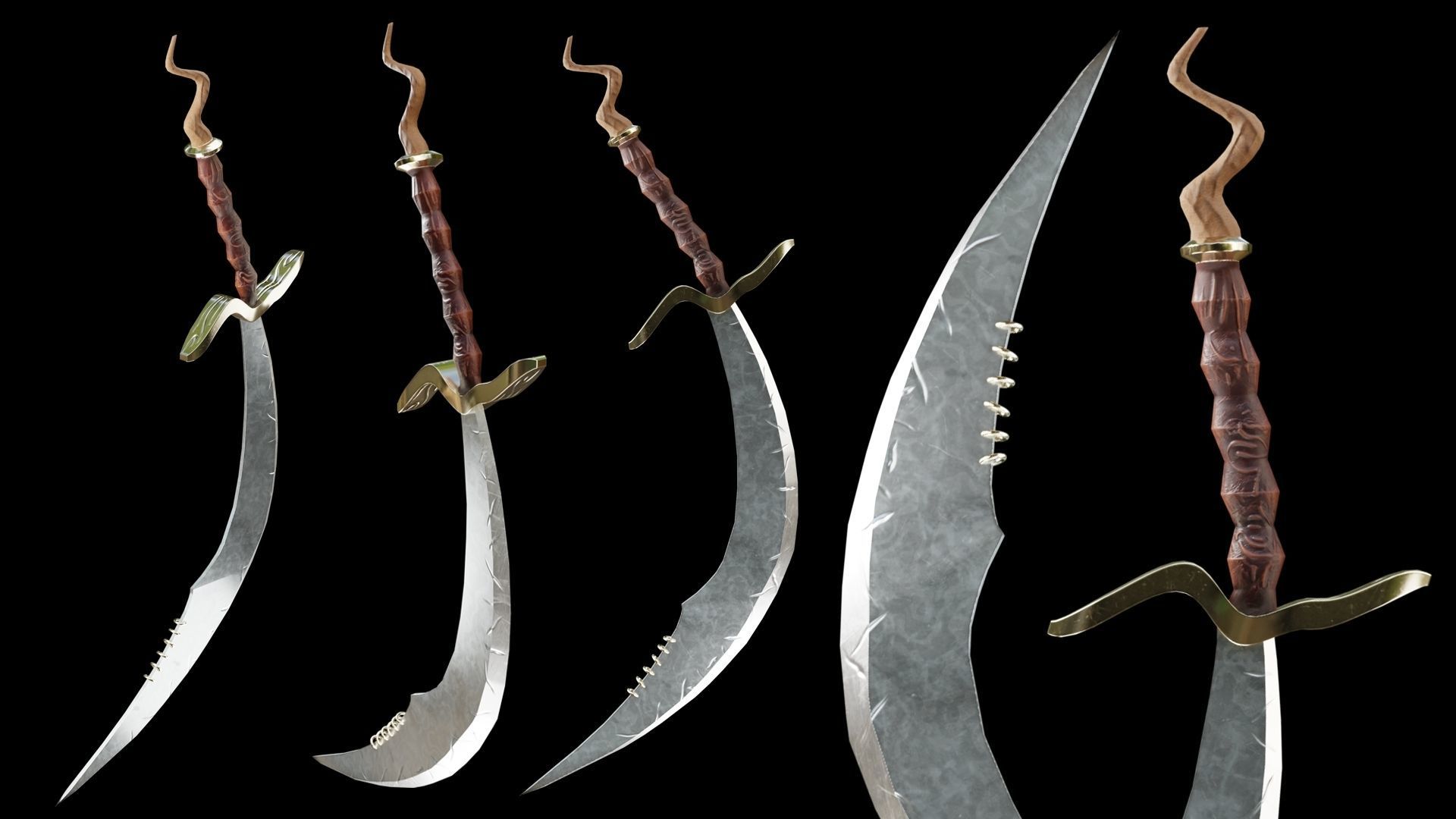 PBR Arabic Sword Pack Low-poly 3D model_7