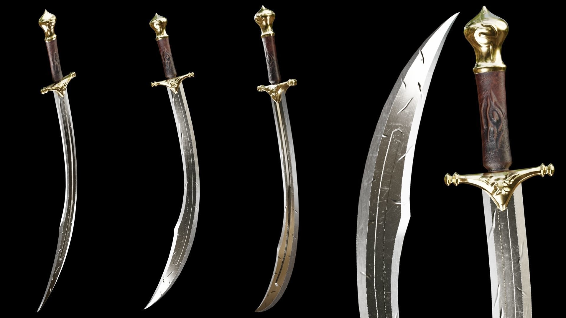 PBR Arabic Sword Pack Low-poly 3D model_2