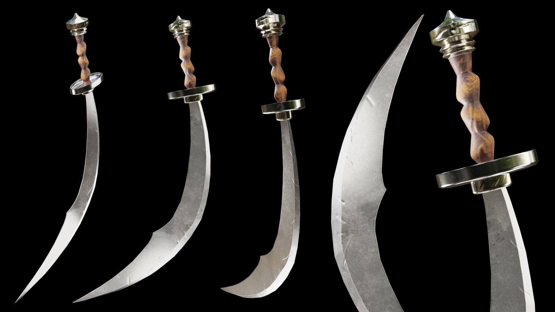 PBR Arabic Sword Pack Low-poly 3D model_6