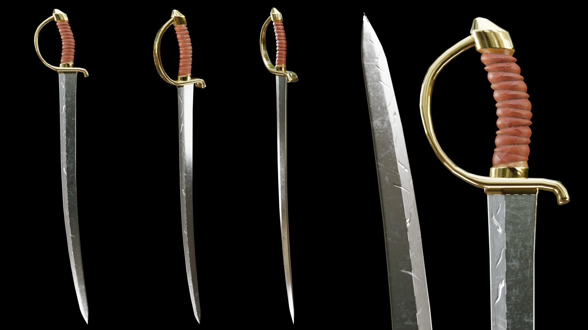 PBR Arabic Sword Pack Low-poly 3D model_3