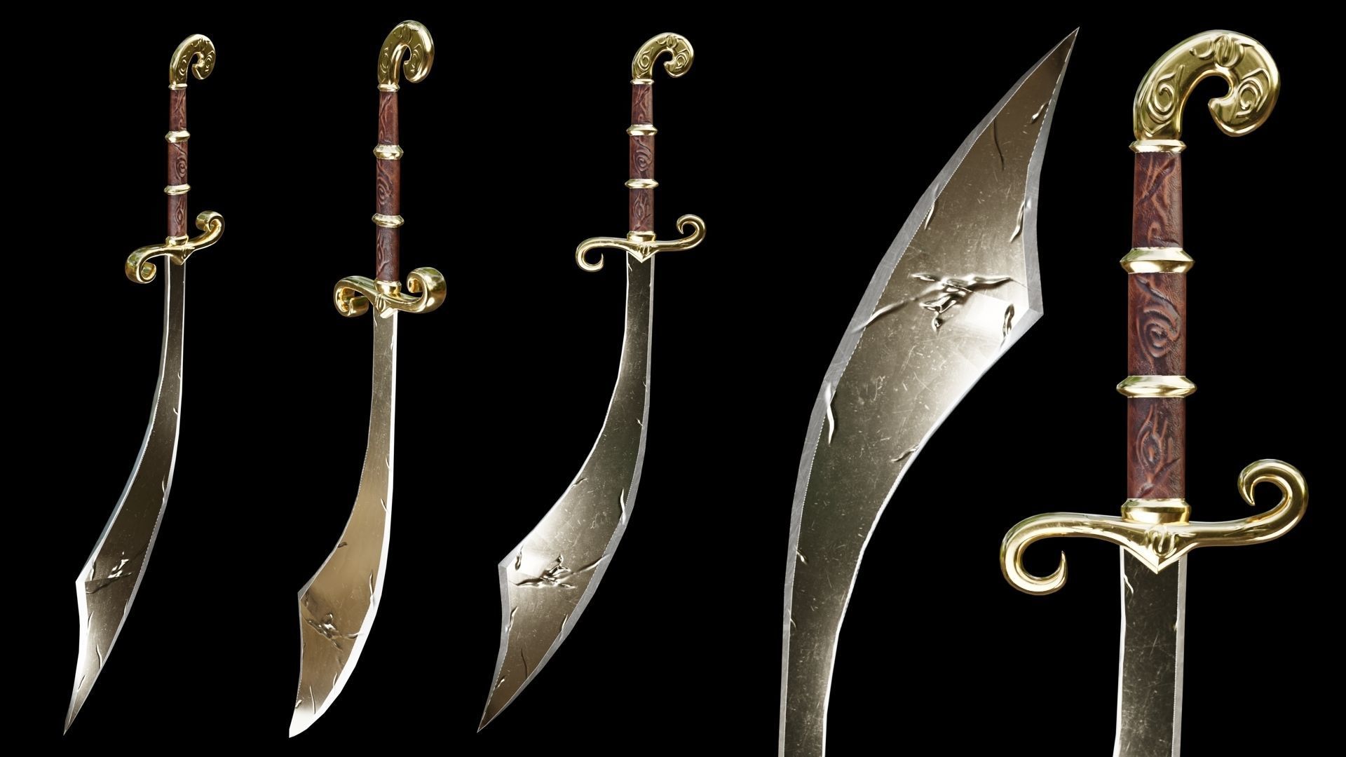 PBR Arabic Sword Pack Low-poly 3D model_1
