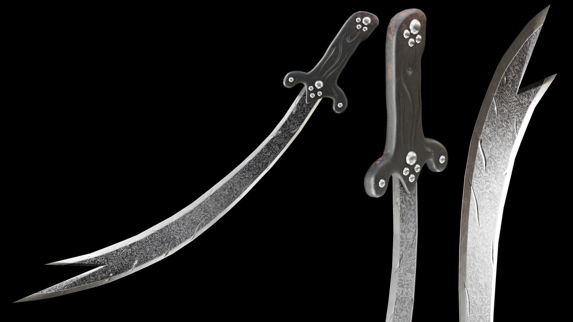 PBR Arabic Sword Pack Low-poly 3D model_23