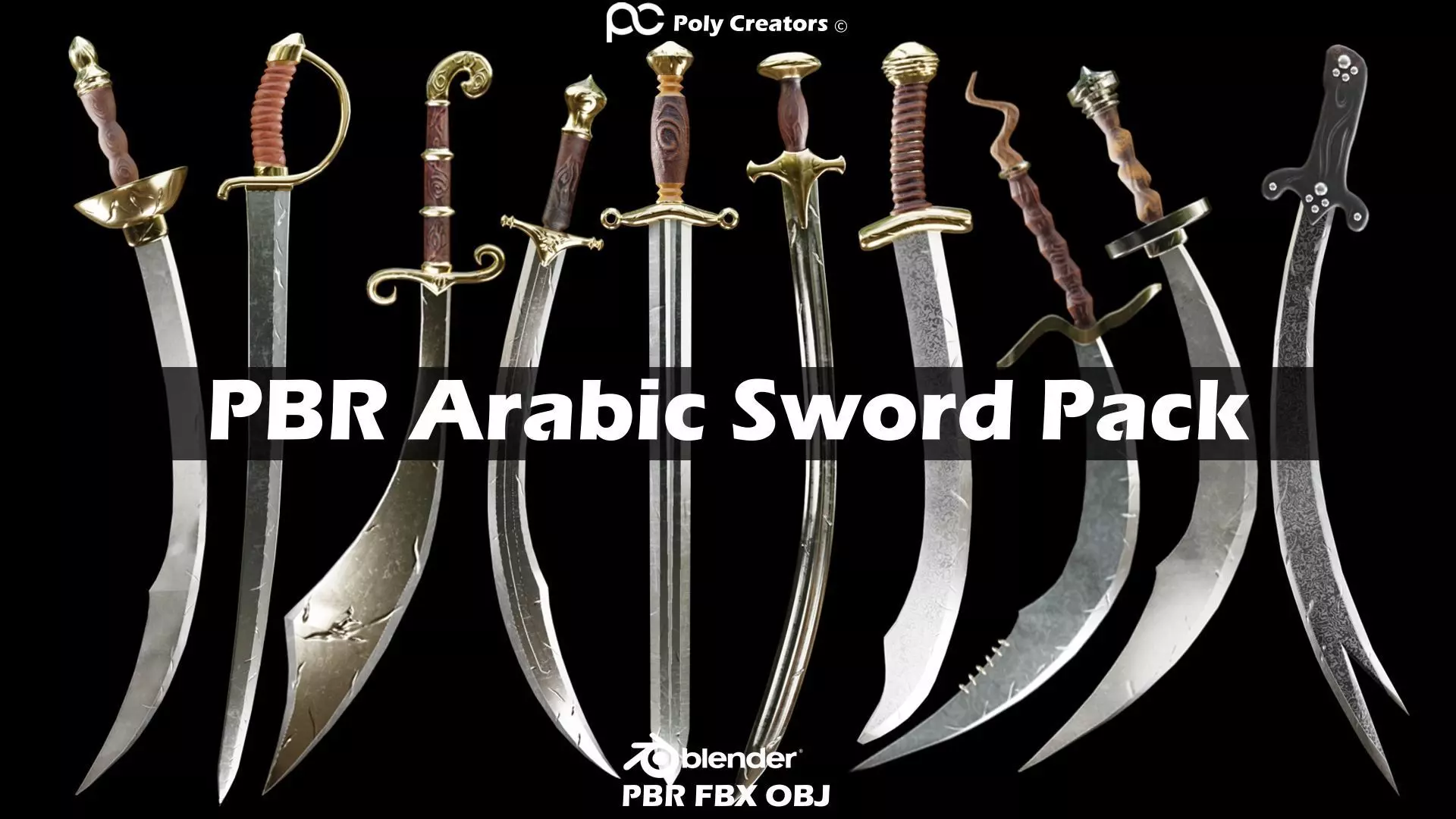 PBR Arabic Sword Pack Low-poly 3D model_0