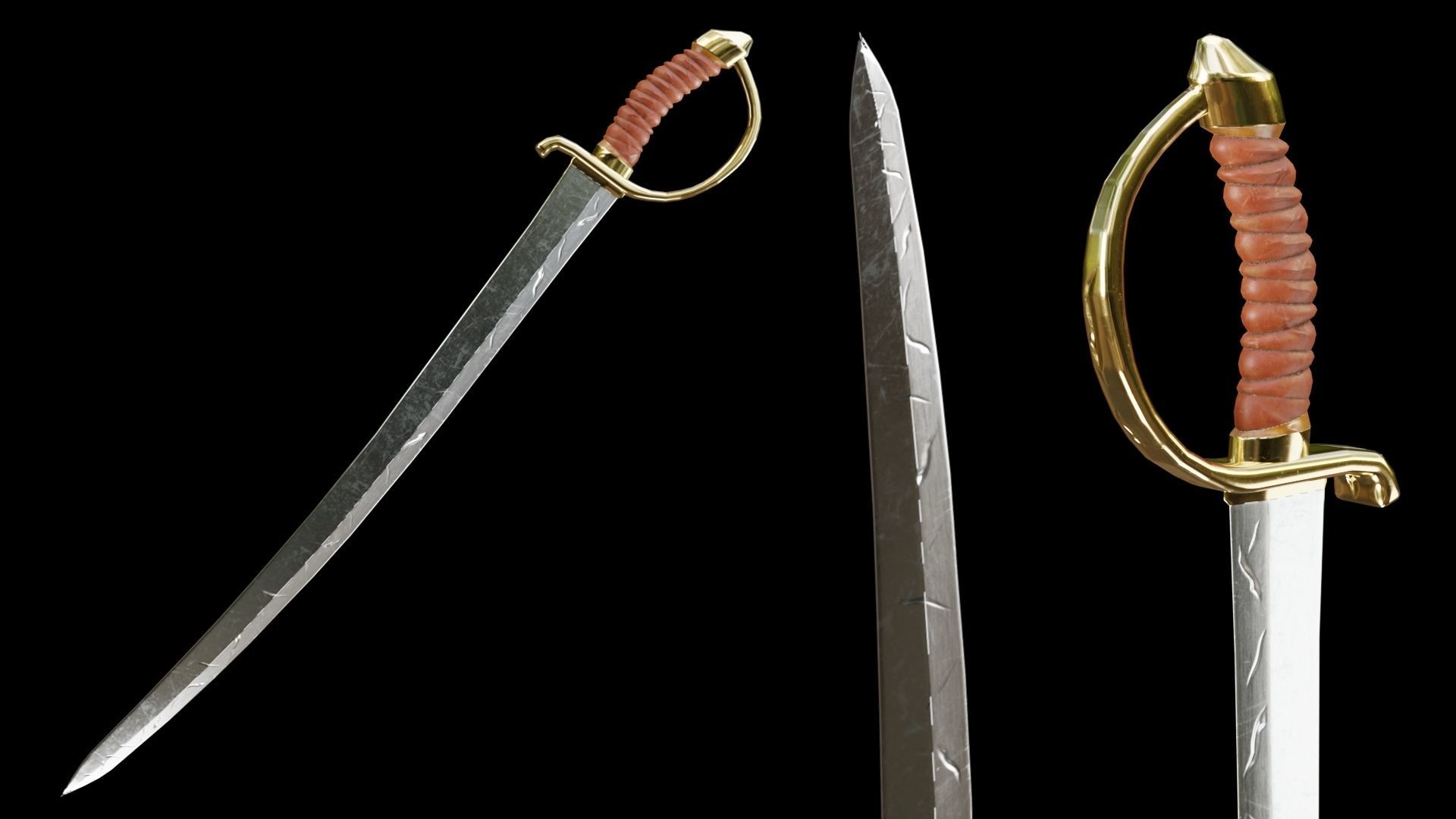 PBR Arabic Sword Pack Low-poly 3D model_29