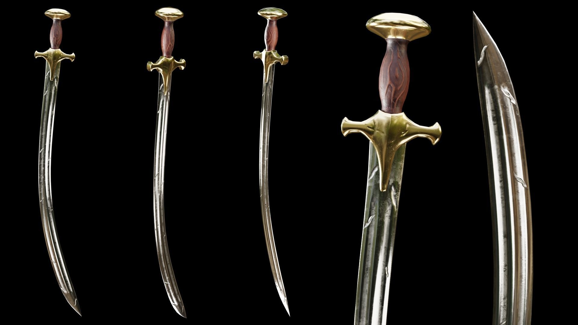 PBR Arabic Sword Pack Low-poly 3D model_10