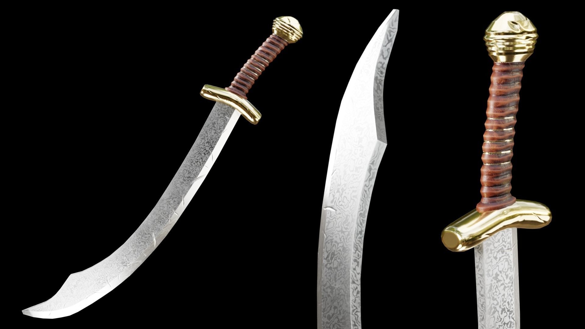 PBR Arabic Sword Pack Low-poly 3D model_27