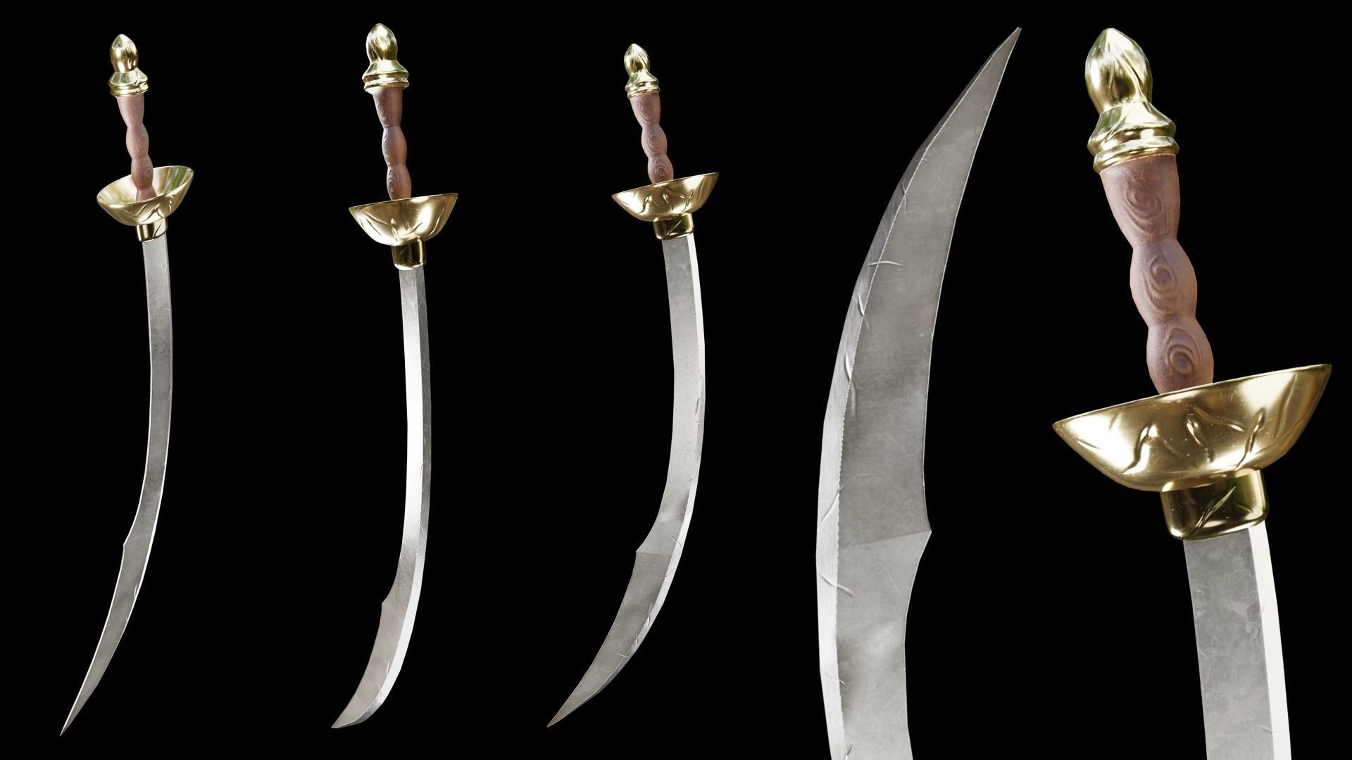 PBR Arabic Sword Pack Low-poly 3D model_5