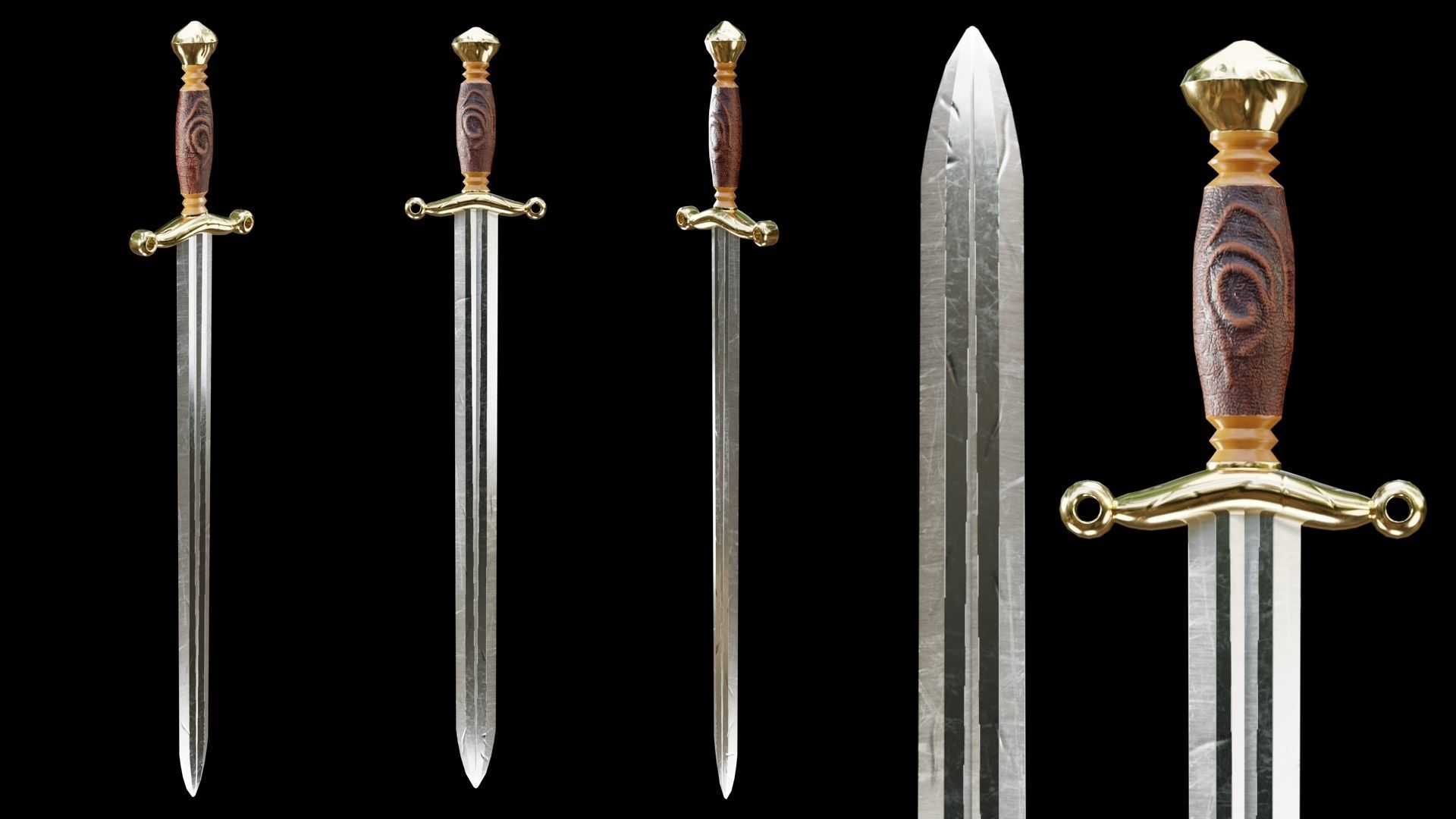 PBR Arabic Sword Pack Low-poly 3D model_4
