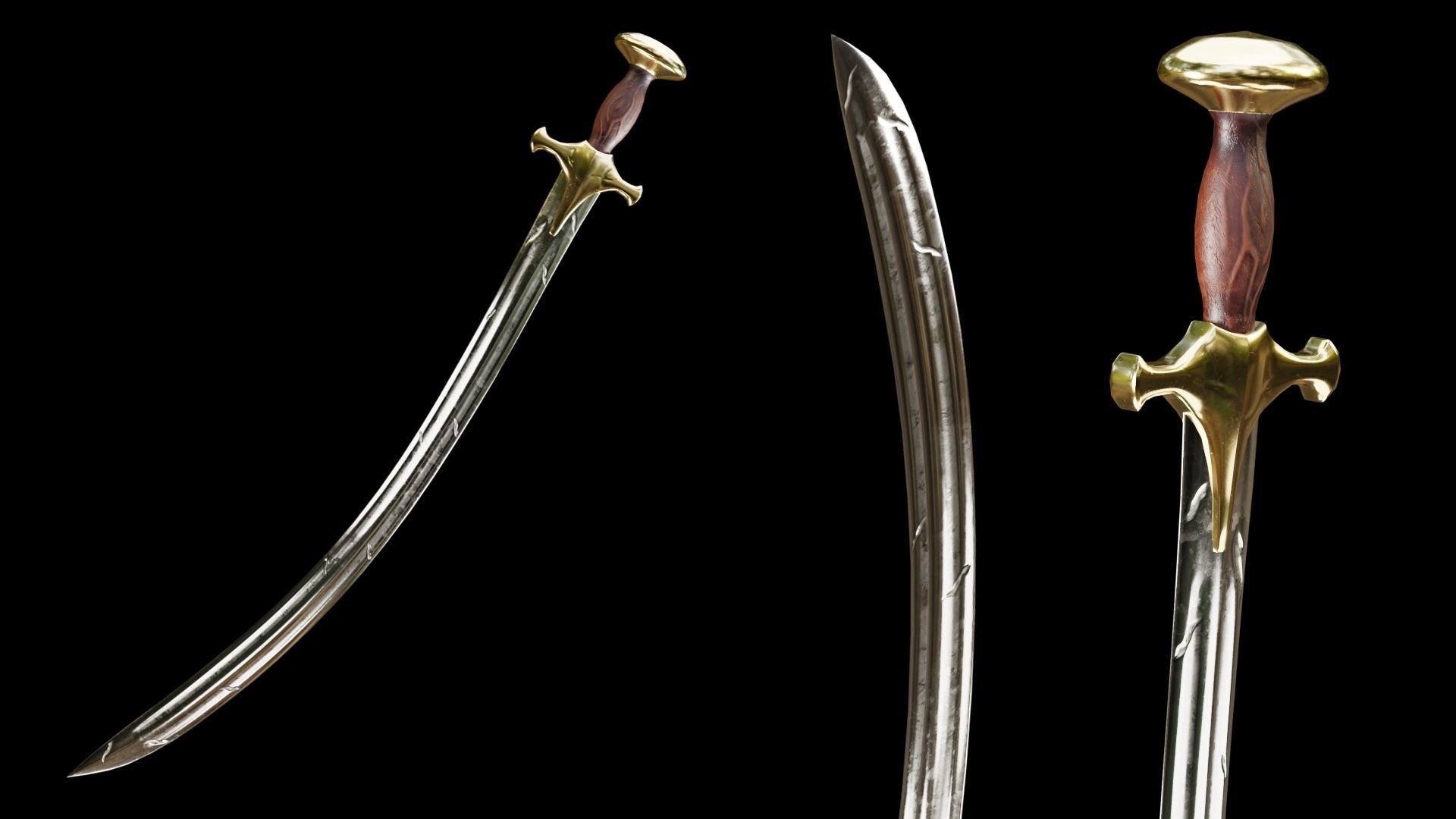 PBR Arabic Sword Pack Low-poly 3D model_30