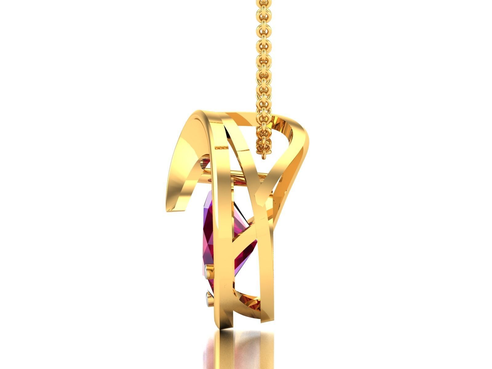  Women Oval Diamond Pendant 3DM STL OBJ FBX Render Details 3D print model_6