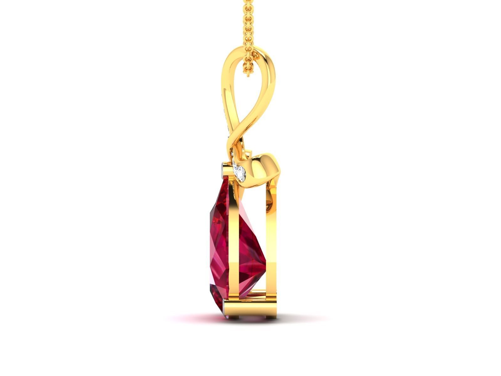 Solitaire Pear Diamond Pendant 3DM STL OBJ FBX Render Details 3D print model_5