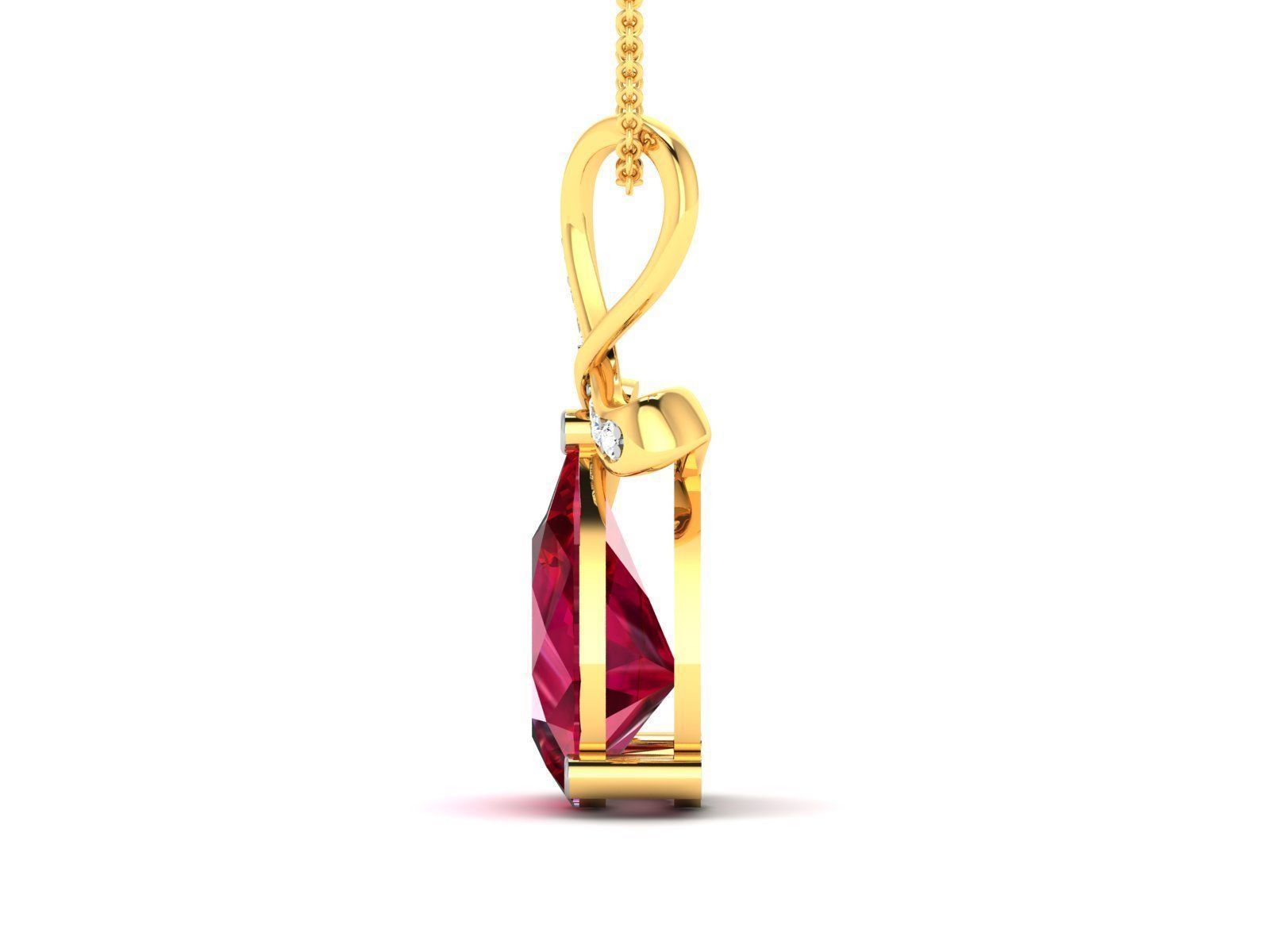 Solitaire Pear Diamond Pendant 3DM STL OBJ FBX Render Details 3D print model_4