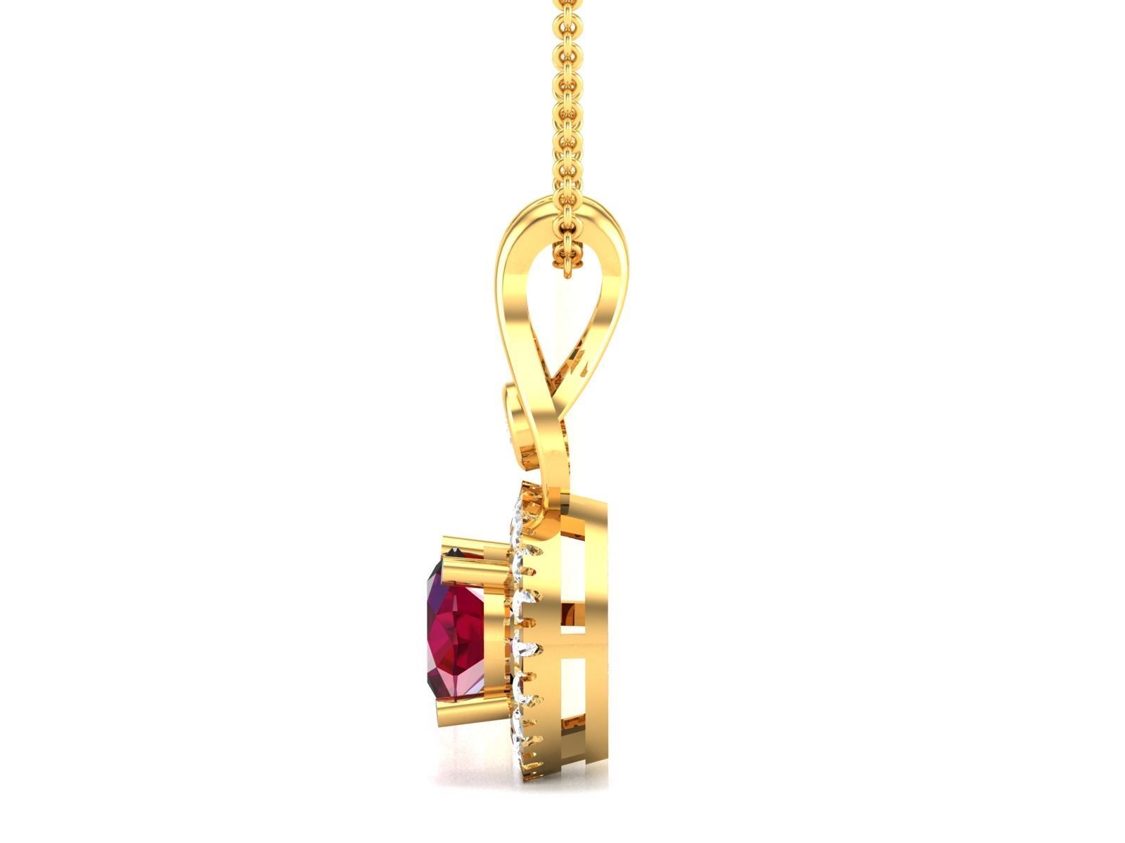 Women Oval Diamond  Pendant 3DM STL OBJ FBX Render Details 3D print model_5