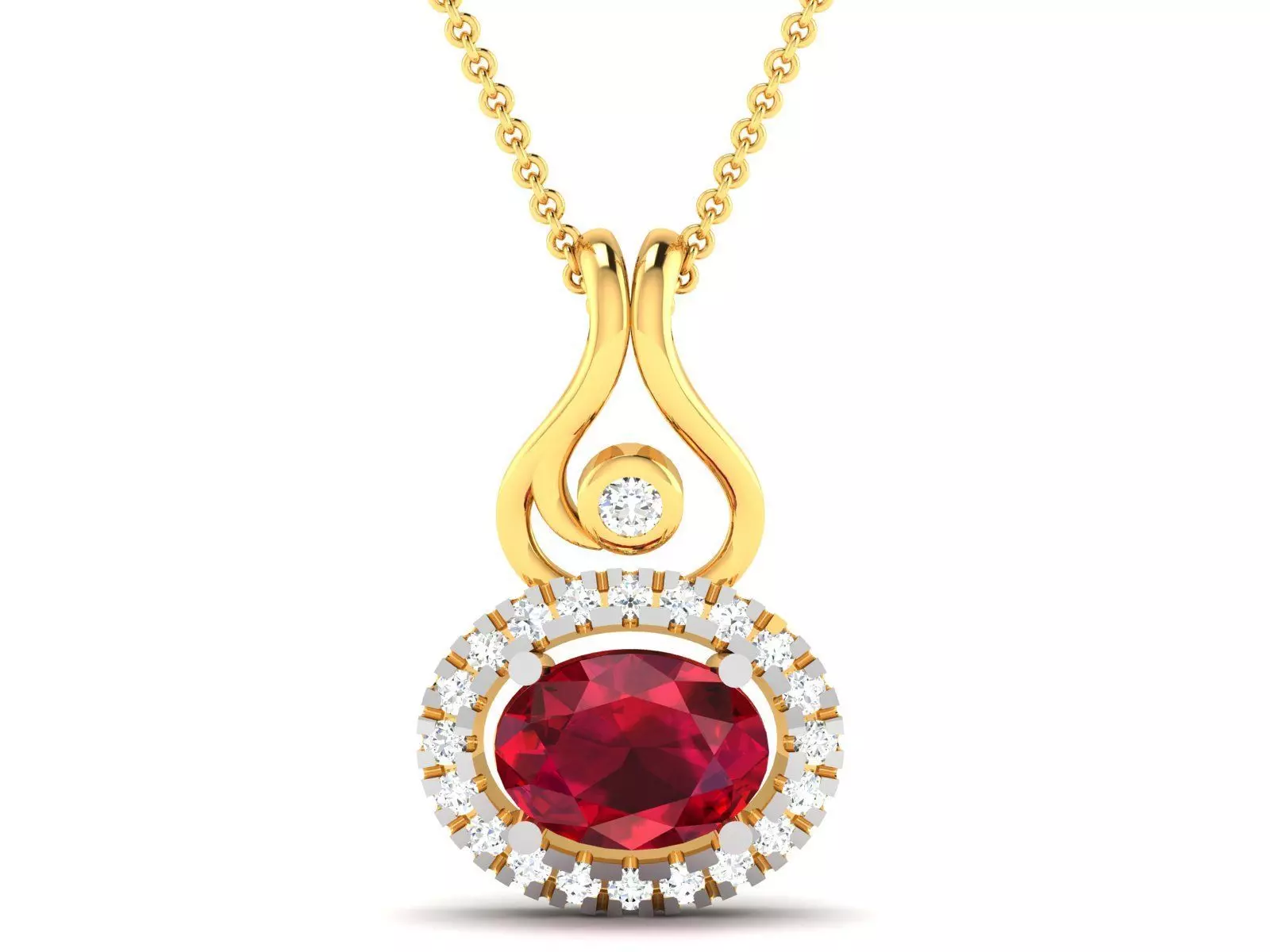 Women Oval Diamond  Pendant 3DM STL OBJ FBX Render Details 3D print model_0