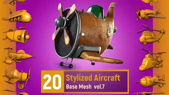 20 Stylized aircraft Base Mesh Vol-7
