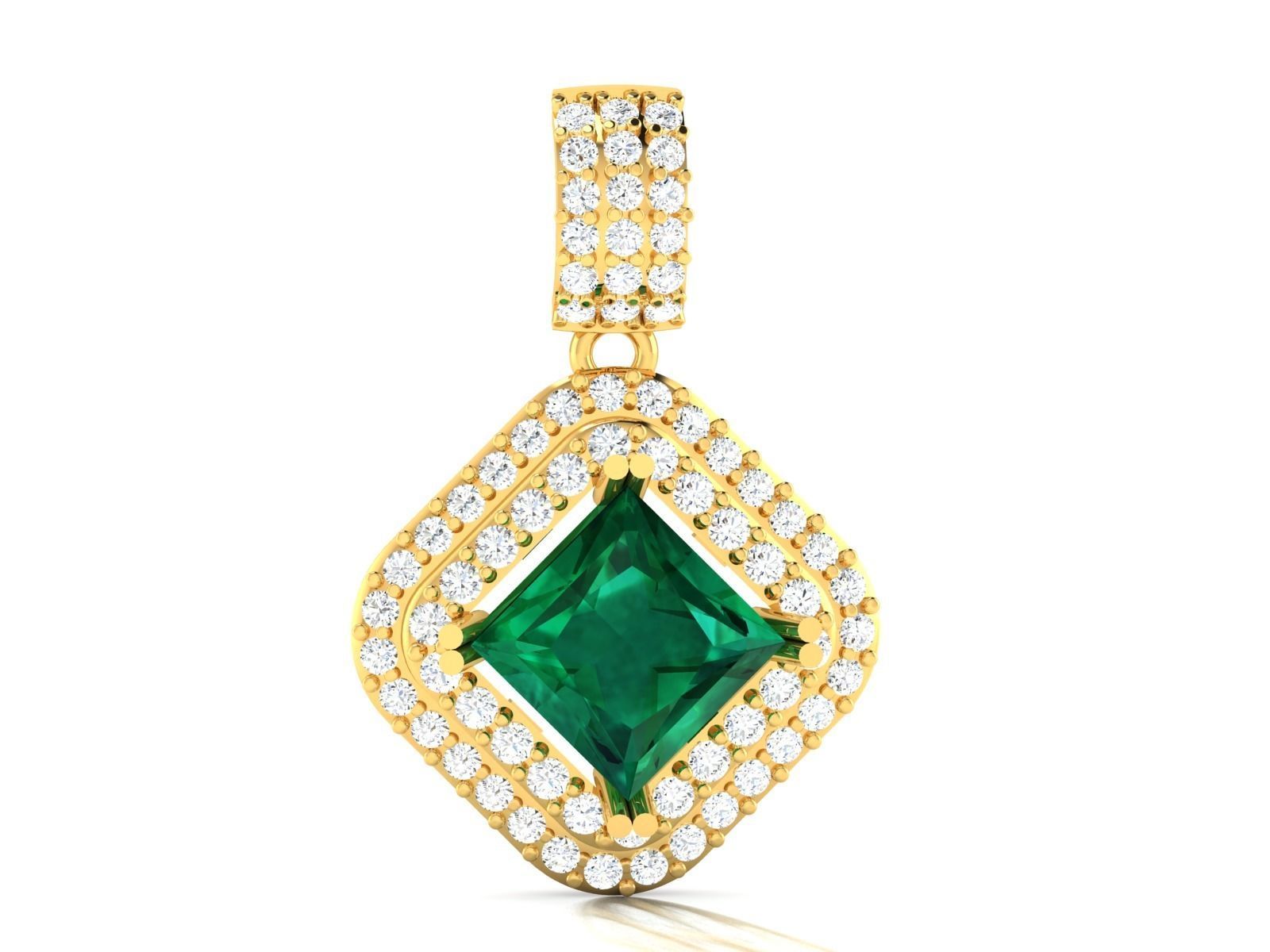 Princess diamond Women Pendant 3DM STL OBJ FBX Render Details 3D print model_3