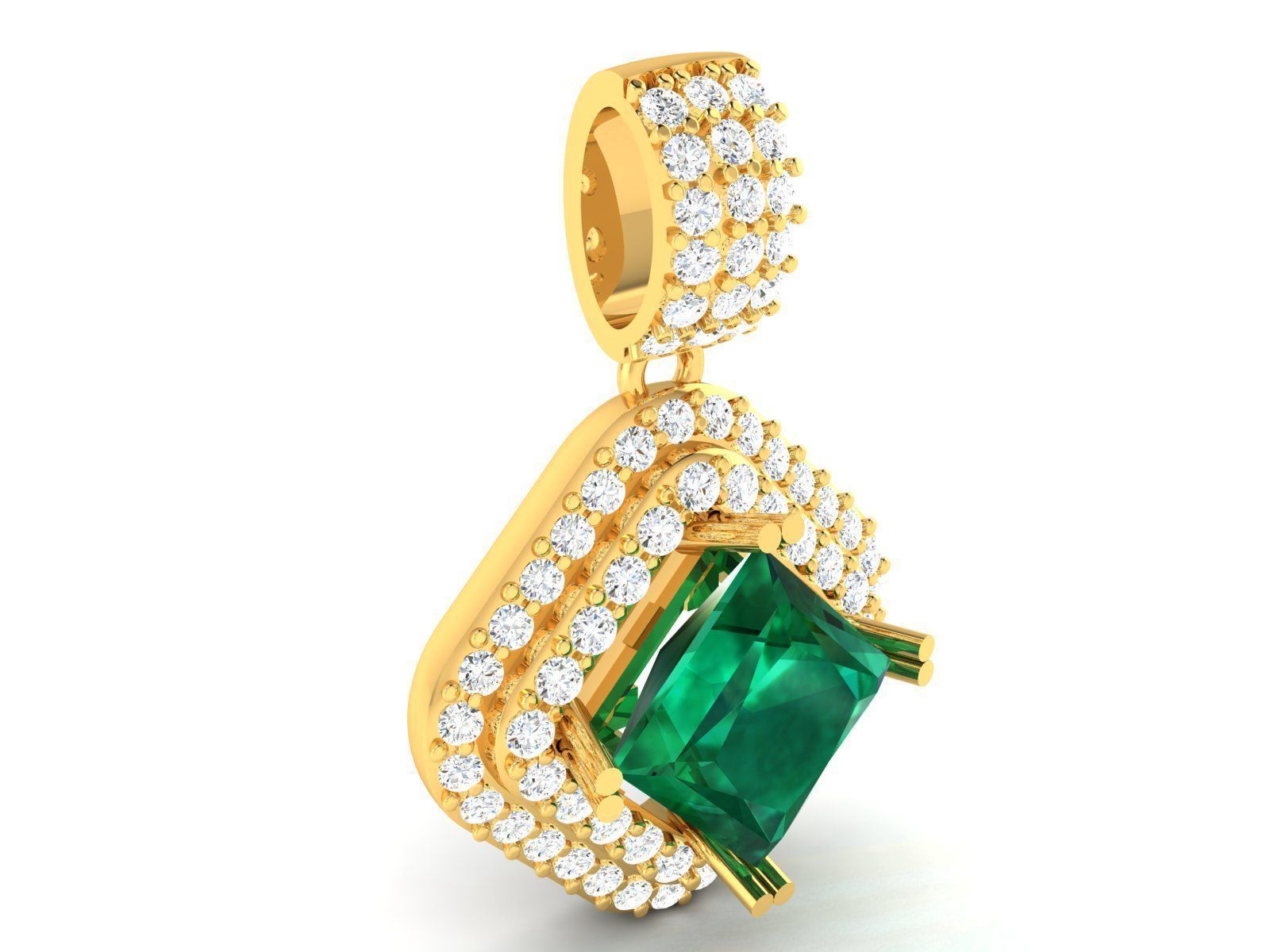 Princess diamond Women Pendant 3DM STL OBJ FBX Render Details 3D print model_1