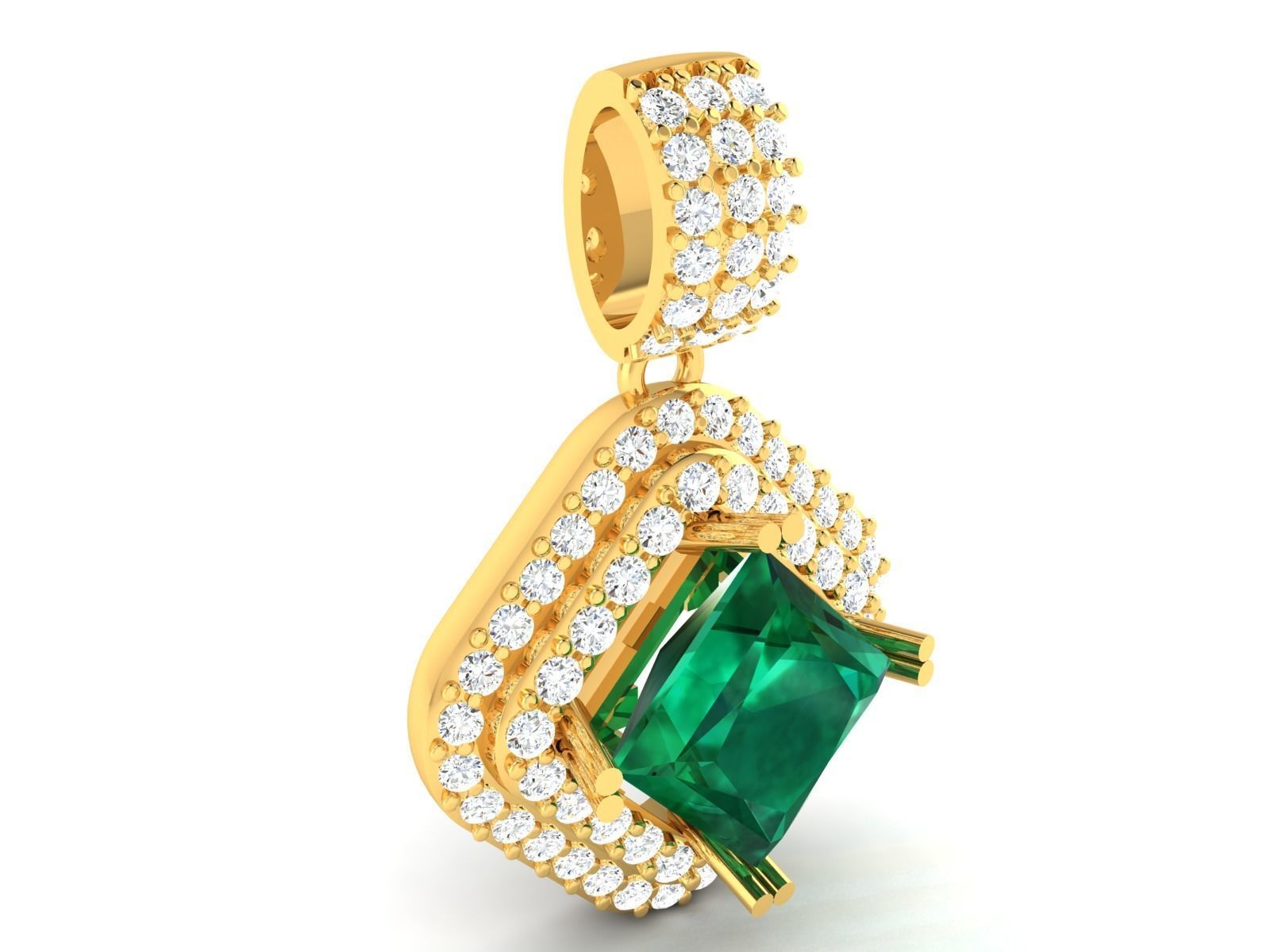 Princess diamond Women Pendant 3DM STL OBJ FBX Render Details 3D print model_2