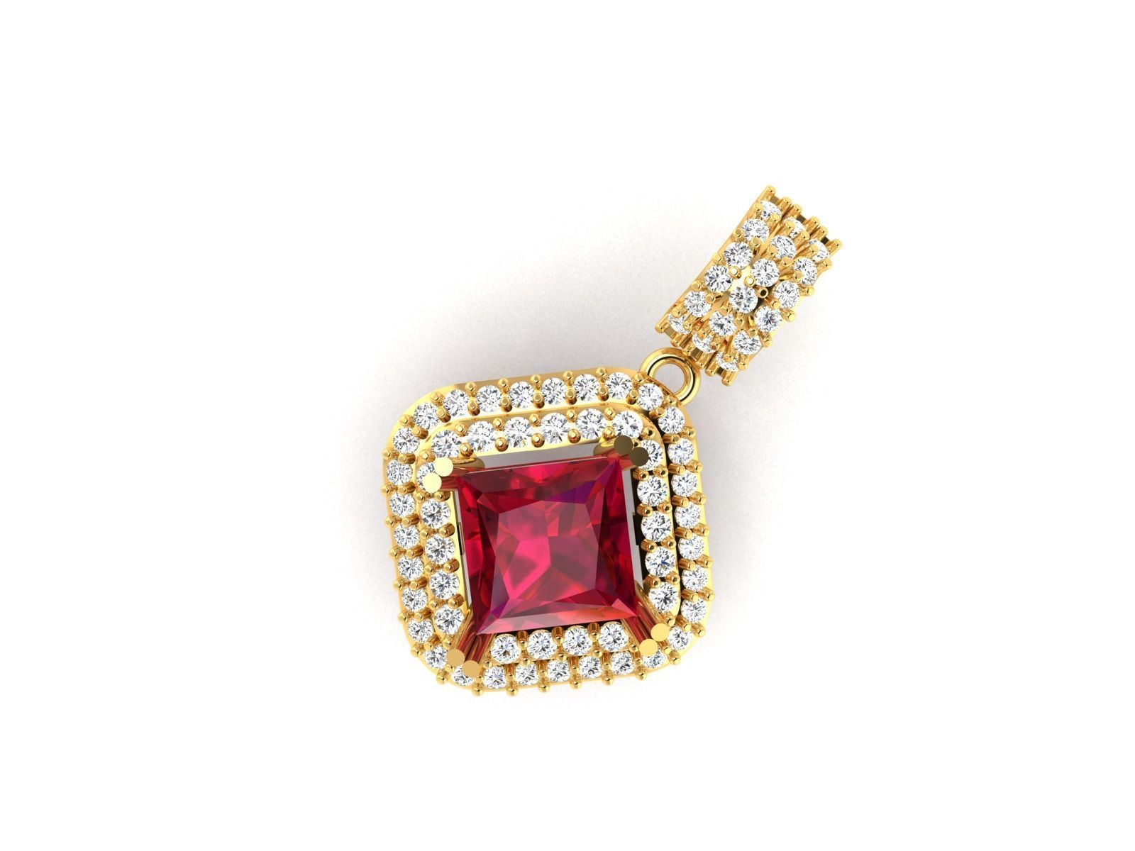 Princess diamond Women Pendant 3DM STL OBJ FBX Render Details 3D print model_10