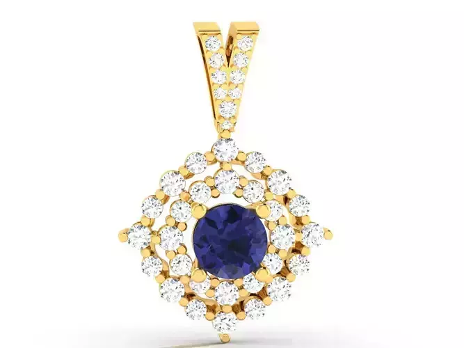 Solitaire Women Pendant 3DM STL OBJ FBX Render Details