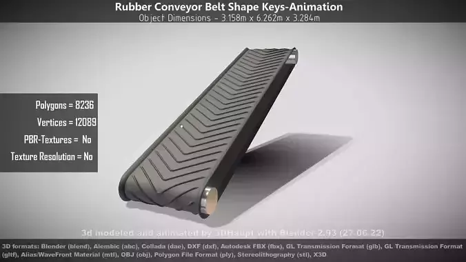 Rubber Conveyor Belt Shape Keys-Animation Low-poly 3D model