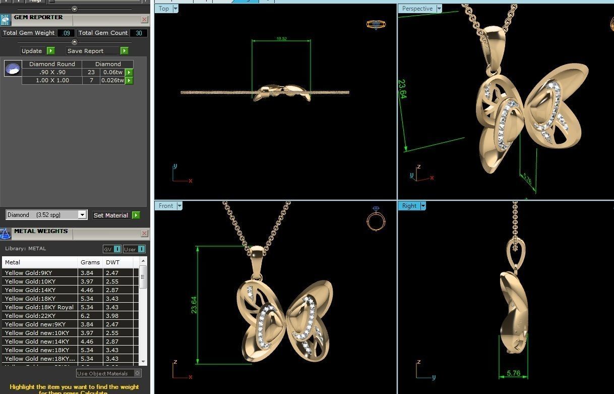 Butterfly Pendant 3DM STL OBJ FBX Render Details 3D print model_4