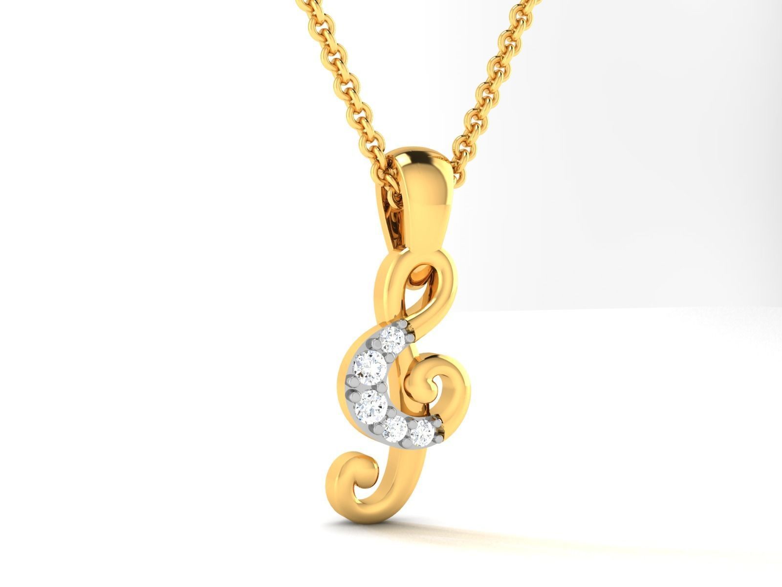 Solitaire Women Pendant 3DM STL OBJ FBX Render Details 3D print model_6