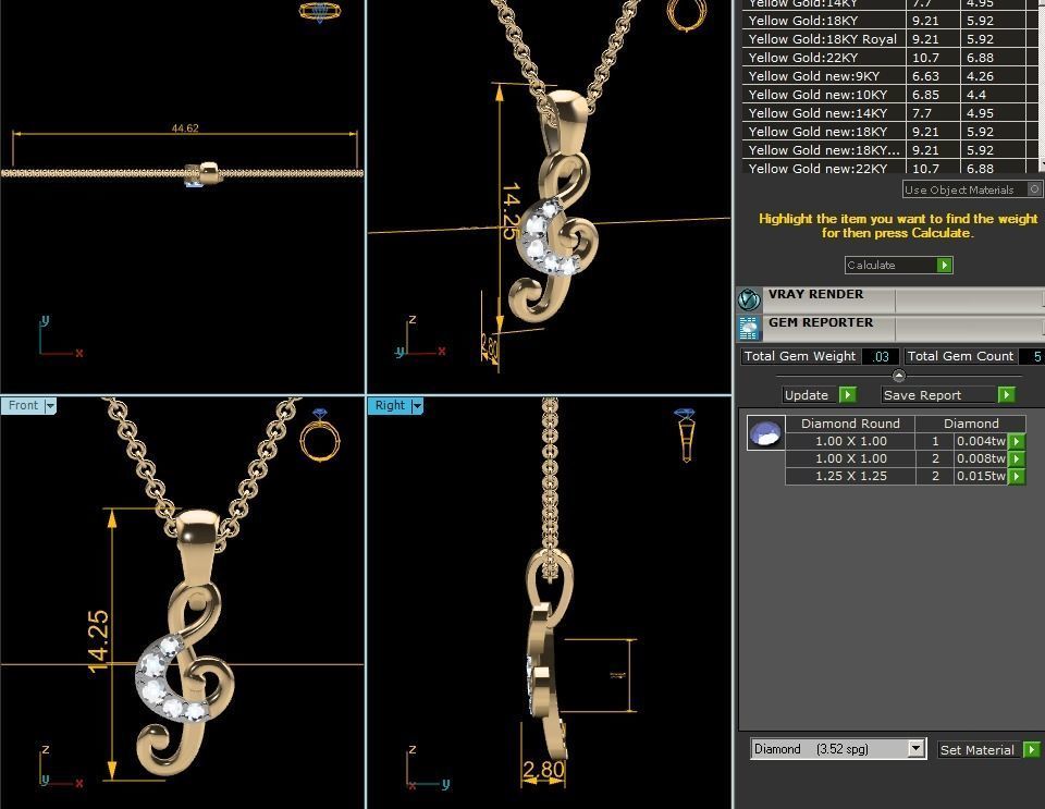 Solitaire Women Pendant 3DM STL OBJ FBX Render Details 3D print model_4