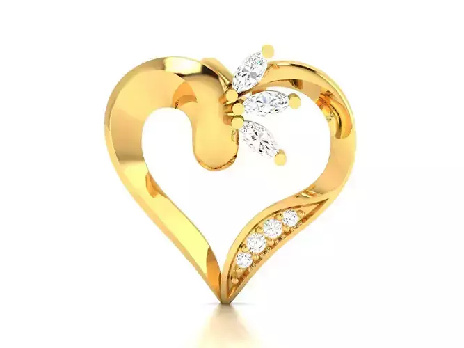 Solitaire Women Heart Pendant 3DM STL OBJ FBX Render Details