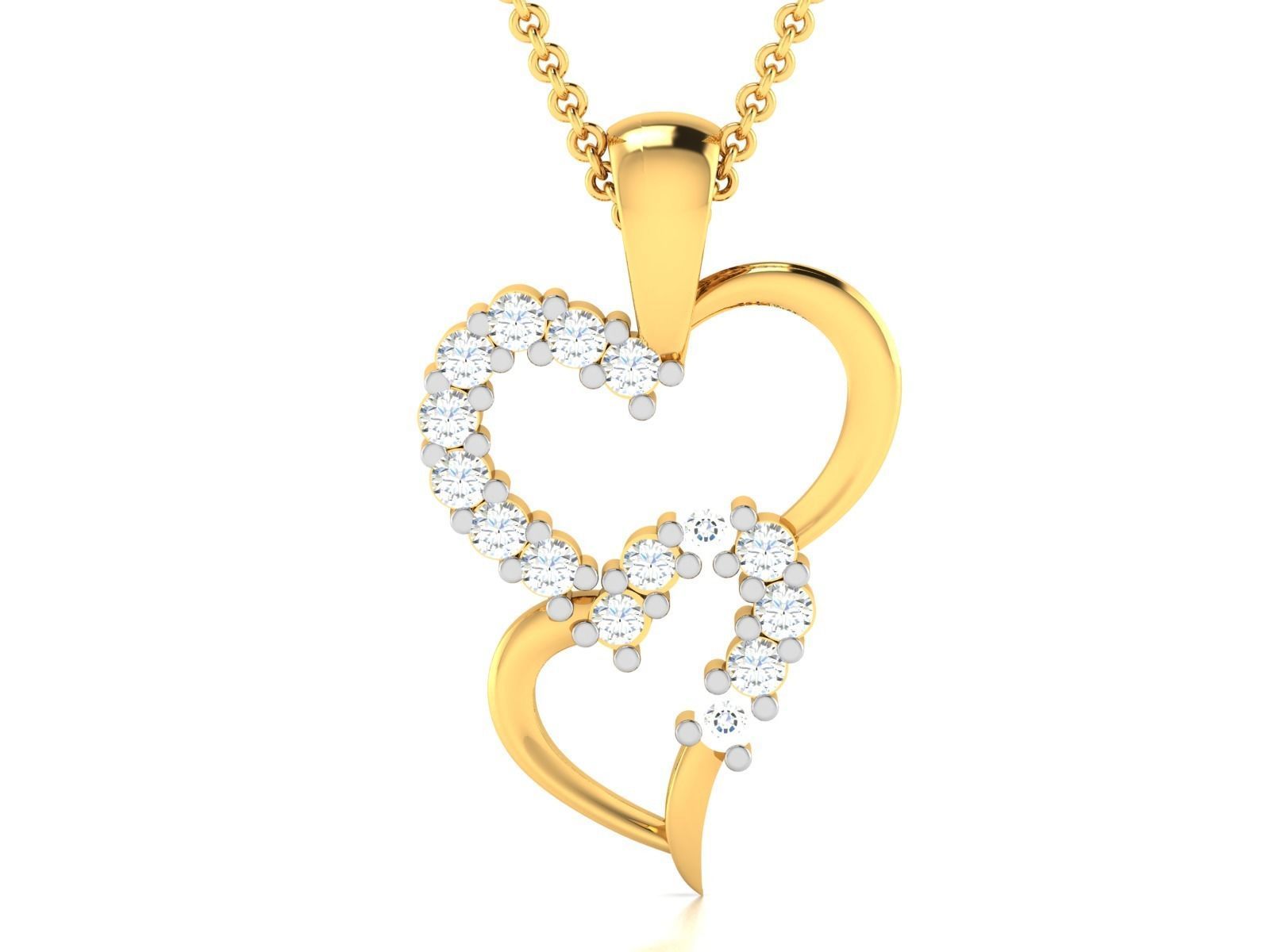 Solitaire Women Heart Pendant 3DM STL OBJ FBX Render Details 3D print model_3