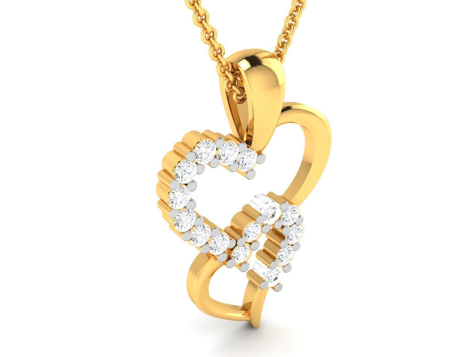 Solitaire Women Heart Pendant 3DM STL OBJ FBX Render Details 3D print model_1