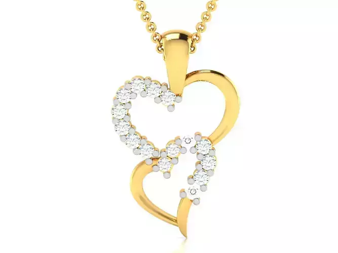 Solitaire Women Heart Pendant 3DM STL OBJ FBX Render Details