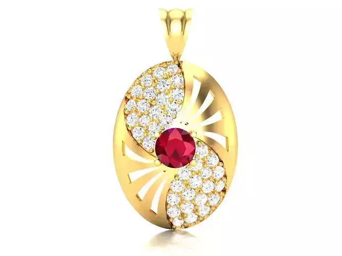 Solitaire Women Pendant 3DM STL OBJ FBX Render Details