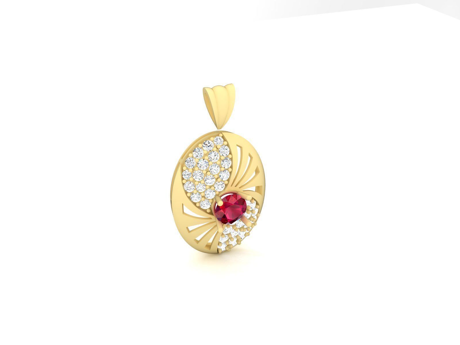 Solitaire Women Pendant 3DM STL OBJ FBX Render Details 3D print model_1