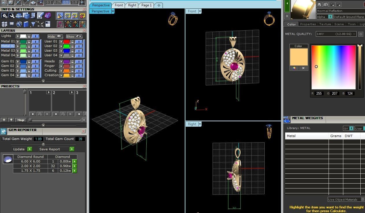 Solitaire Women Pendant 3DM STL OBJ FBX Render Details 3D print model_12