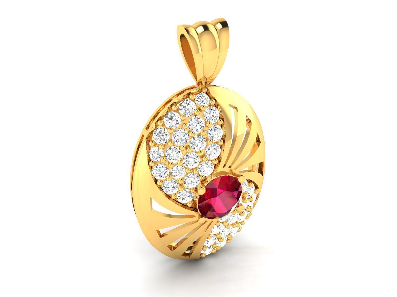 Solitaire Women Pendant 3DM STL OBJ FBX Render Details 3D print model_7