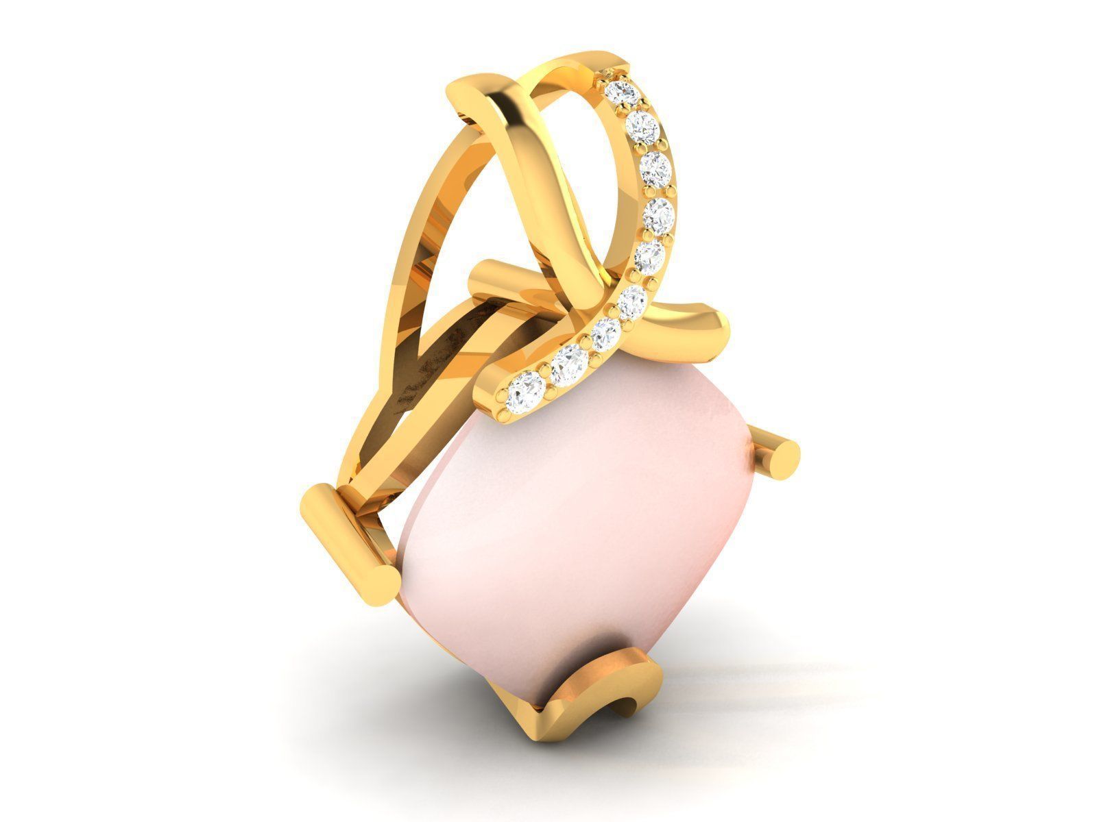 Opal Stone Women Pendant 3DM STL OBJ FBX Render Details 3D print model_1