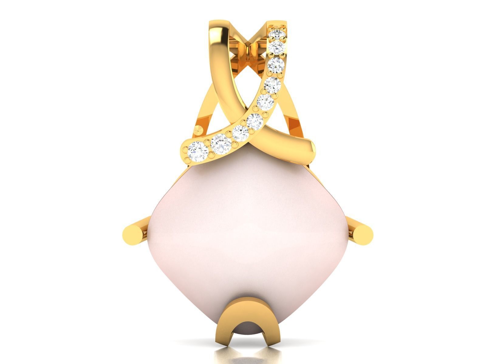 Opal Stone Women Pendant 3DM STL OBJ FBX Render Details 3D print model_3