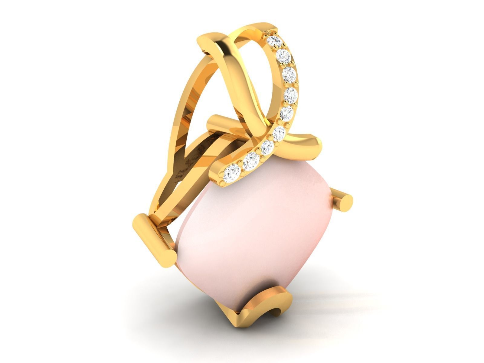 Opal Stone Women Pendant 3DM STL OBJ FBX Render Details 3D print model_2