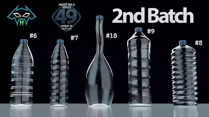 House Hold Series - 49 Unique 3D Bottles - 2nd Batch  Low-poly 3D model House Hold Series - 49 Unique 3D Bottles - 2nd Batch  Low-poly 3D model