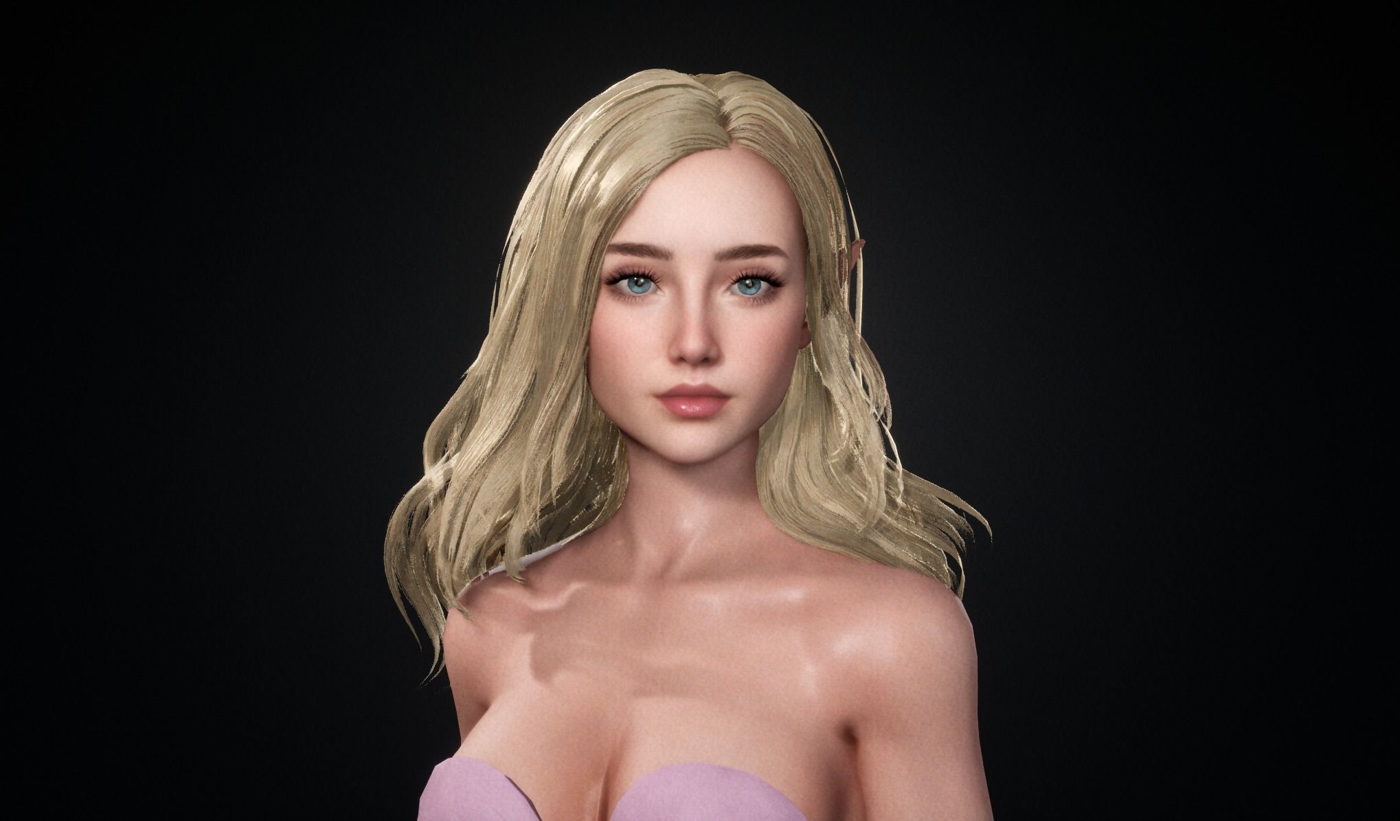 Realtime Long Hair - Game-Ready Low-poly 3D model_11