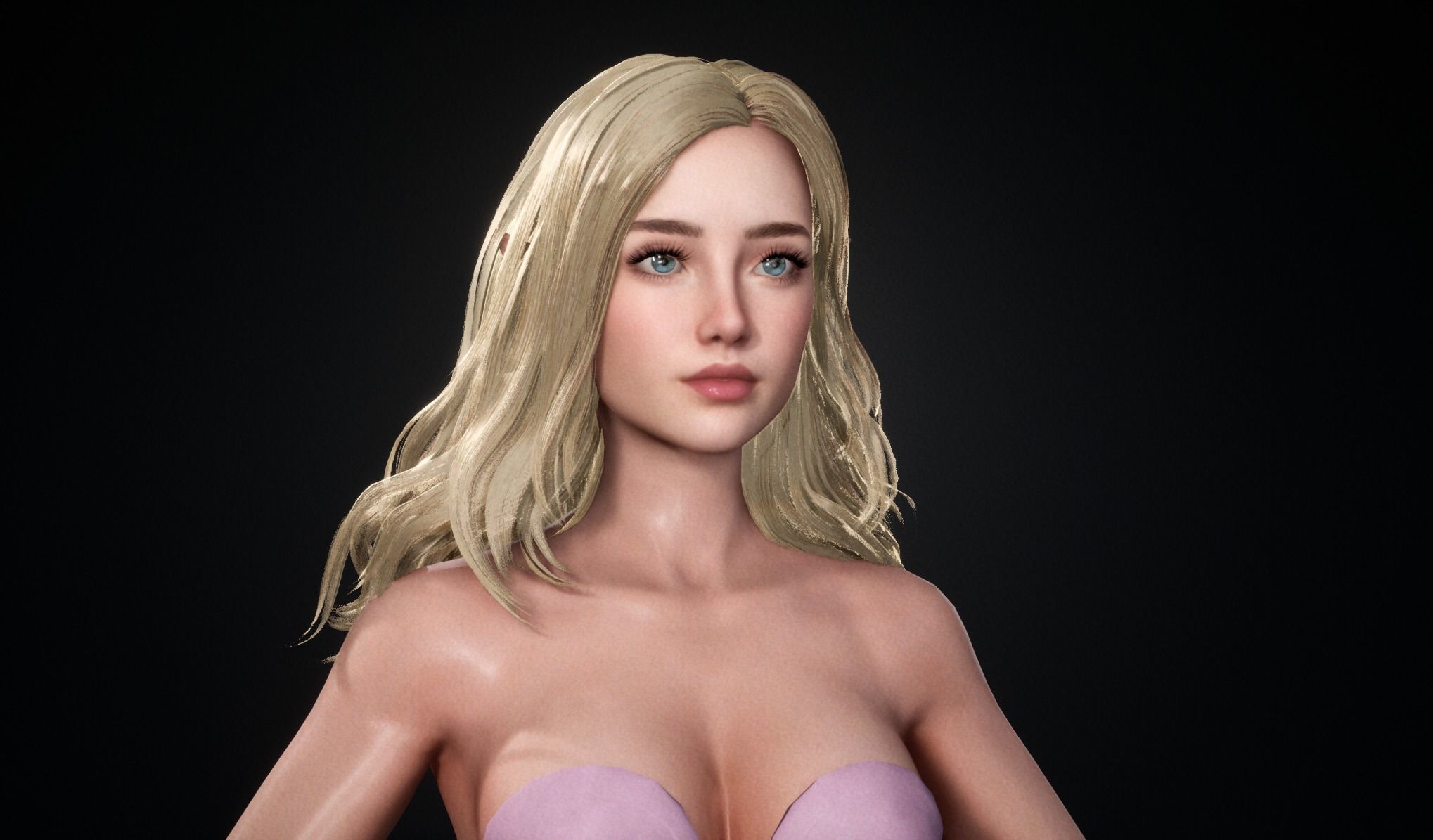 Realtime Long Hair - Game-Ready Low-poly 3D model_23