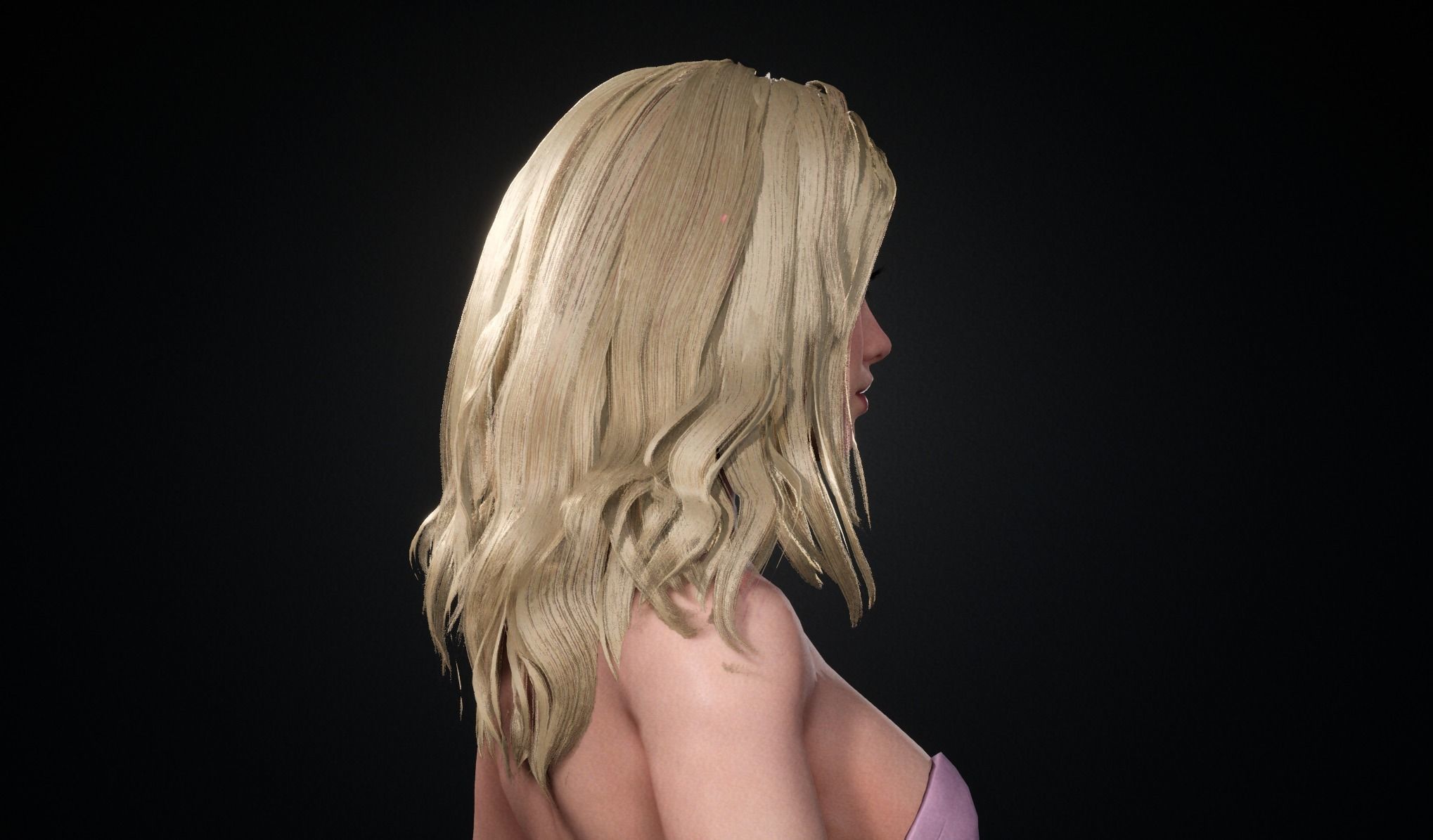 Realtime Long Hair - Game-Ready Low-poly 3D model_21